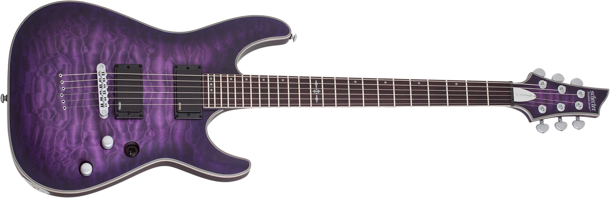 Schecter C-1 Platinum 2h Emg Ht Eb - Satin Purple Burst - Elektrische gitaar in Str-vorm - Main picture