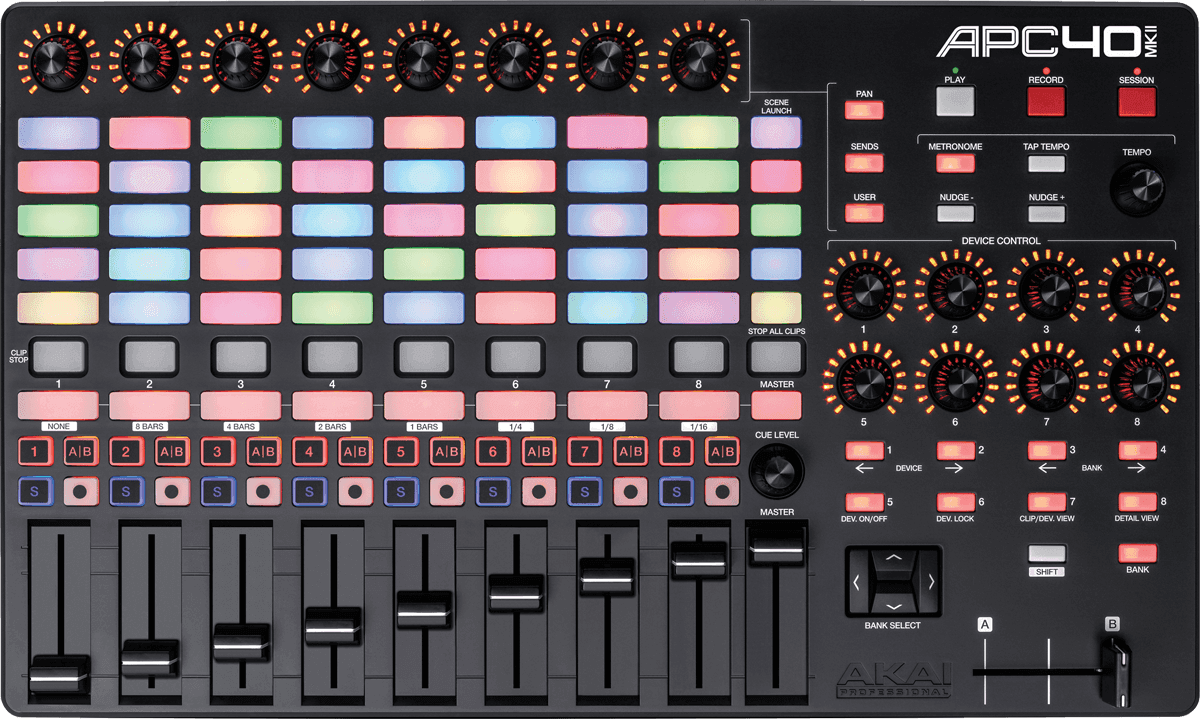 Akai Professional APC40 MKII - USB MIDI controller for 1-to-1 mapping with  Ableton Live Lite with 5x8 Clip Launch Matrix, including Pro Software Suite  