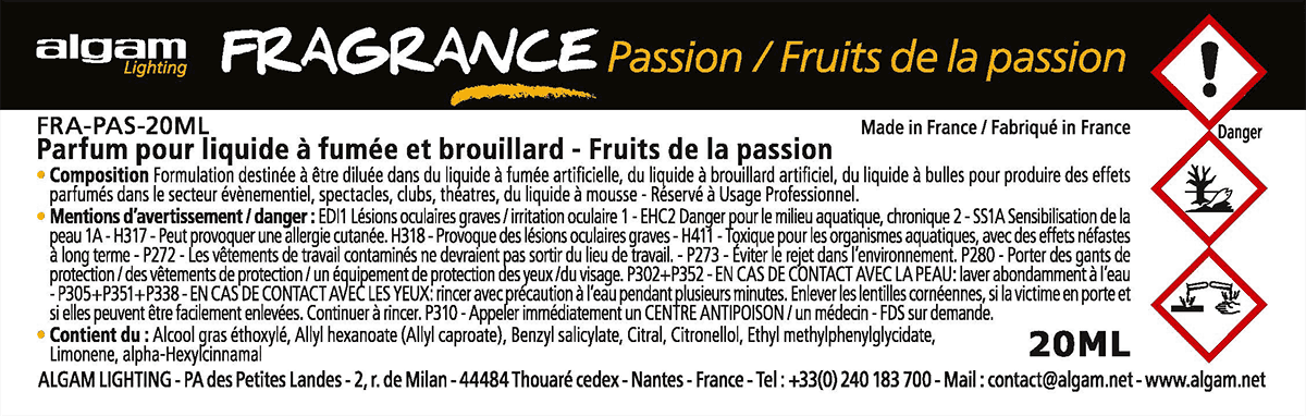 Algam Lighting Fragrance Fruits De La Passion 20ml Pour Liquide A Fumee Et Brouillard - Vloeistof voor effectmachine - Variation 1
