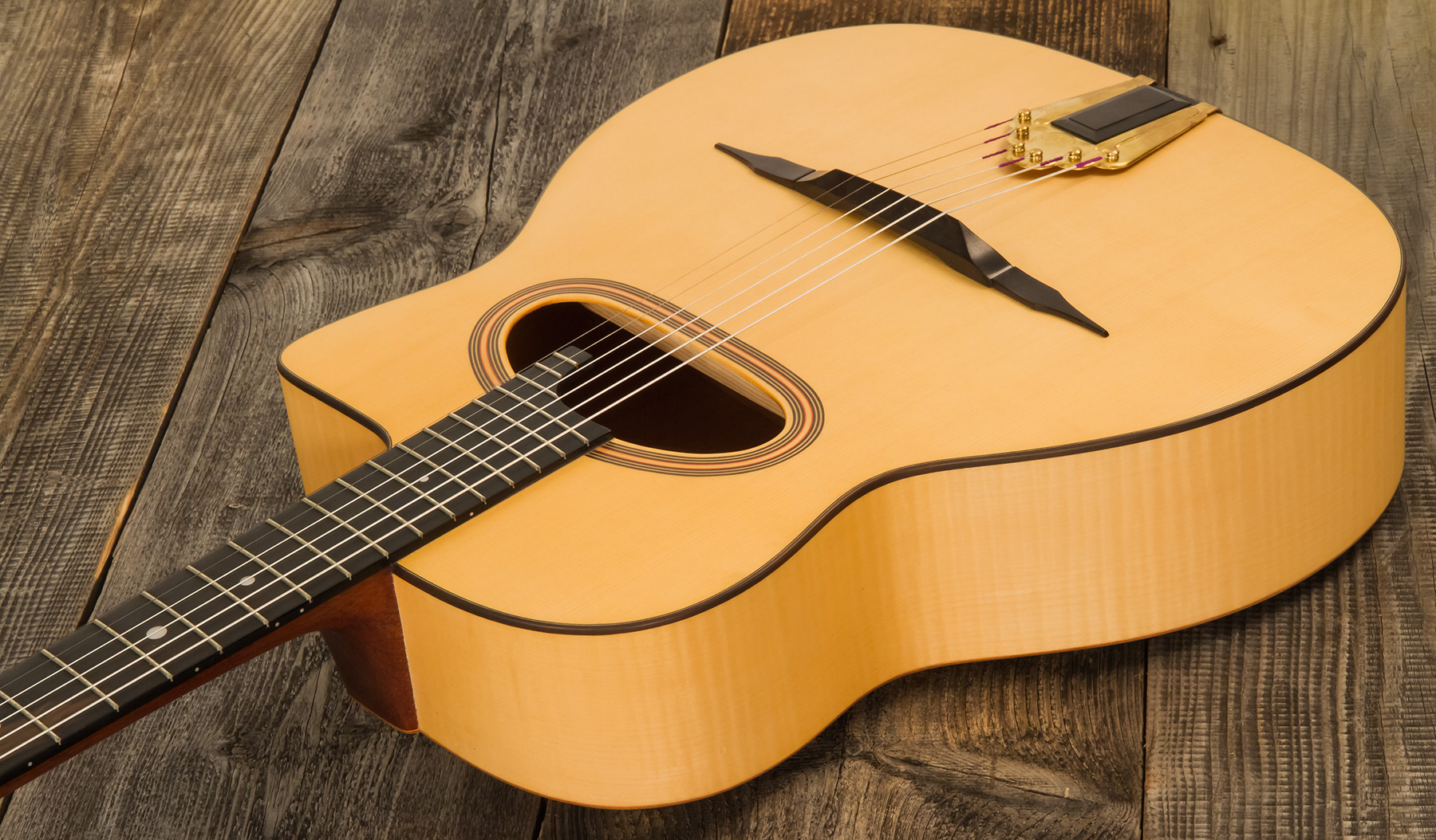 Altamira Md Gypsy Jazz Grande Bouche Cw Epicea Erable Eb +etui - Natural Satin - Gipsy gitaar - Variation 1