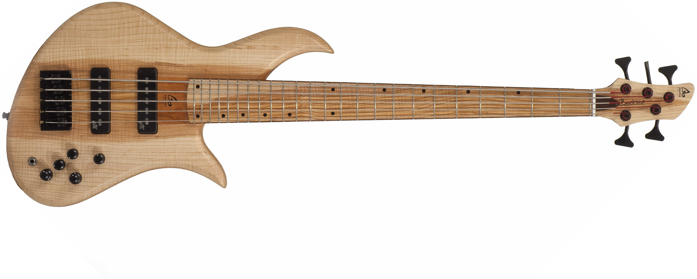 Aquilina Bertone 5 Custom Aulne/frene Active J.east Fre #021830 - Natural - Solid body elektrische bas - Main picture