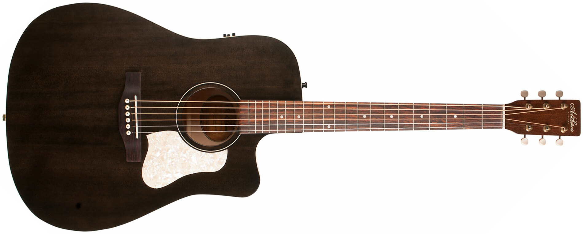 Art Et Lutherie Americana Cw Presys Ii Dreadnought Cedre Merisier Rw - Faded Black - Elektro-akoestische gitaar - Main picture