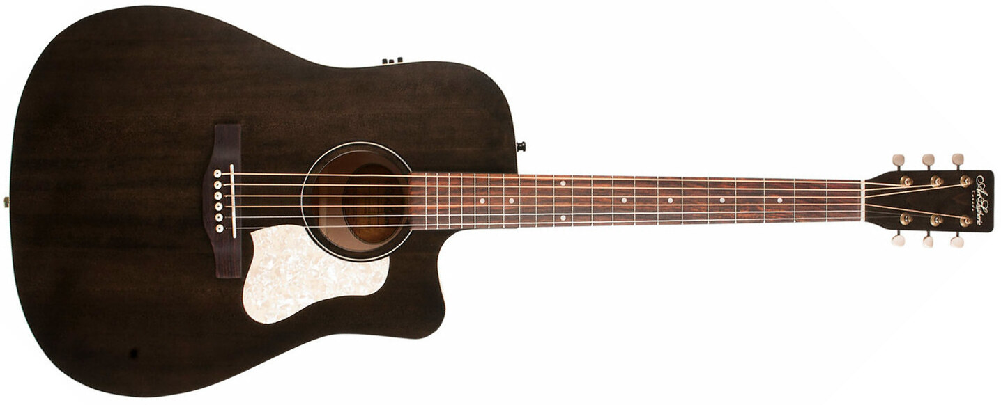 Art Et Lutherie Americana Cw Qit Dreadnought Epicea Merisier Rw - Faded Black - Elektro-akoestische gitaar - Main picture