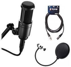 Microfoon set met statief Audio technica Pack AT2020 + Filtre Anti-pop + Câble