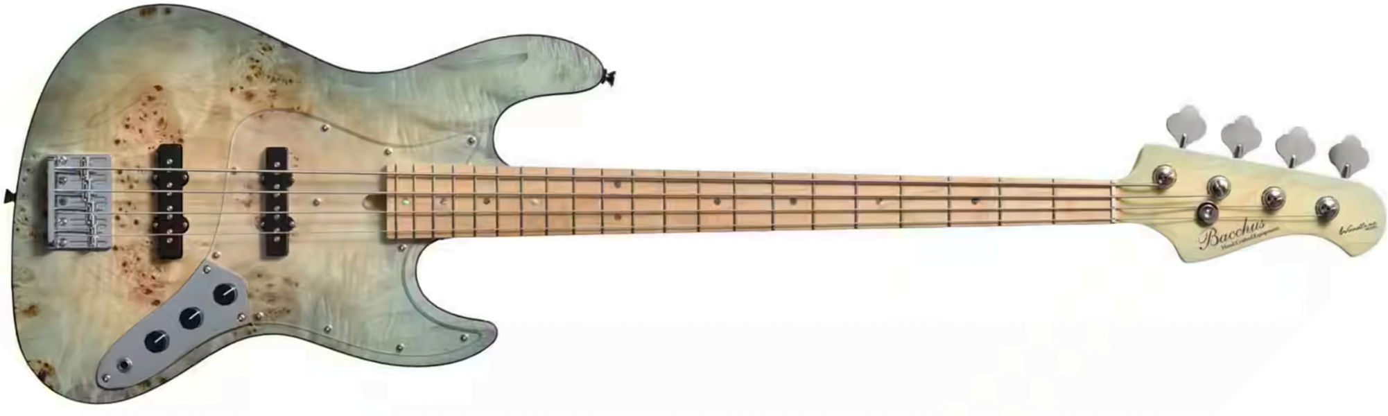 Bacchus Jt Wl4-bp/m Jap Tune Up Mn - Keiryu Blue Burst Satin - Solid body elektrische bas - Main picture