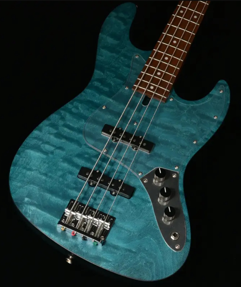 Bacchus Jt Wl4-qm Rsm/m Jap Tune Up Mn - Aqua Marine Blue Satin - Solid body elektrische bas - Variation 1