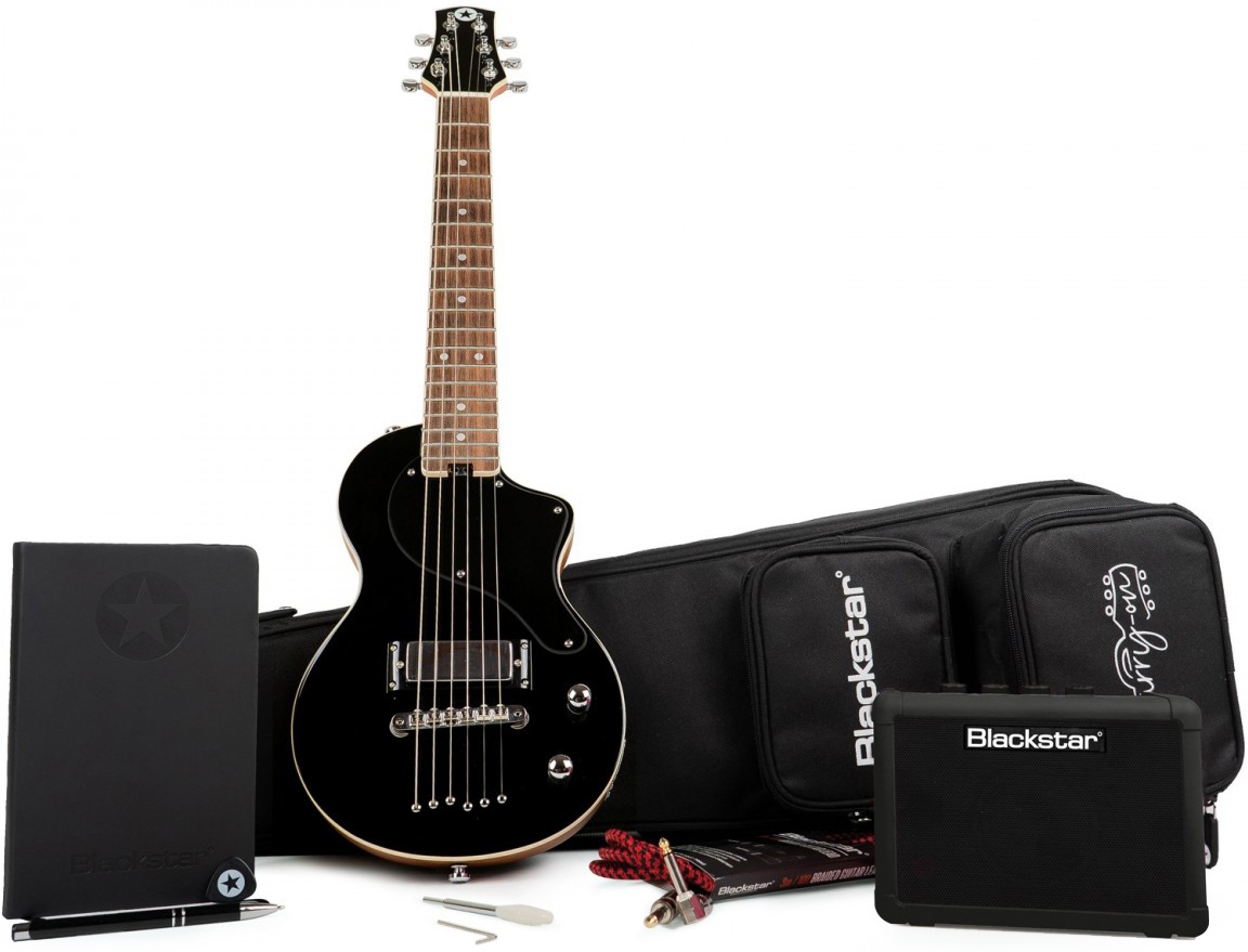 Blackstar Carry-on Travel Guitar Deluxe Pack +fly 3 Bluetooth +housse - Jet Black - Elektrische gitaar set - Main picture