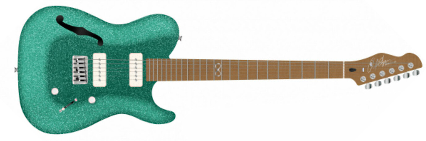 Chapman Guitars Ml3 Pro Traditional Semi-hollow 2p90 Seymour Duncan Ht Mn - Aventurine Green Sparkle - Semi hollow elektriche gitaar - Main picture