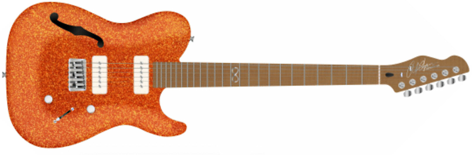 Chapman Guitars Ml3 Pro Traditional Semi-hollow 2p90 Seymour Duncan Ht Mn - Burnt Orange Sparkle - Televorm elektrische gitaar - Main picture