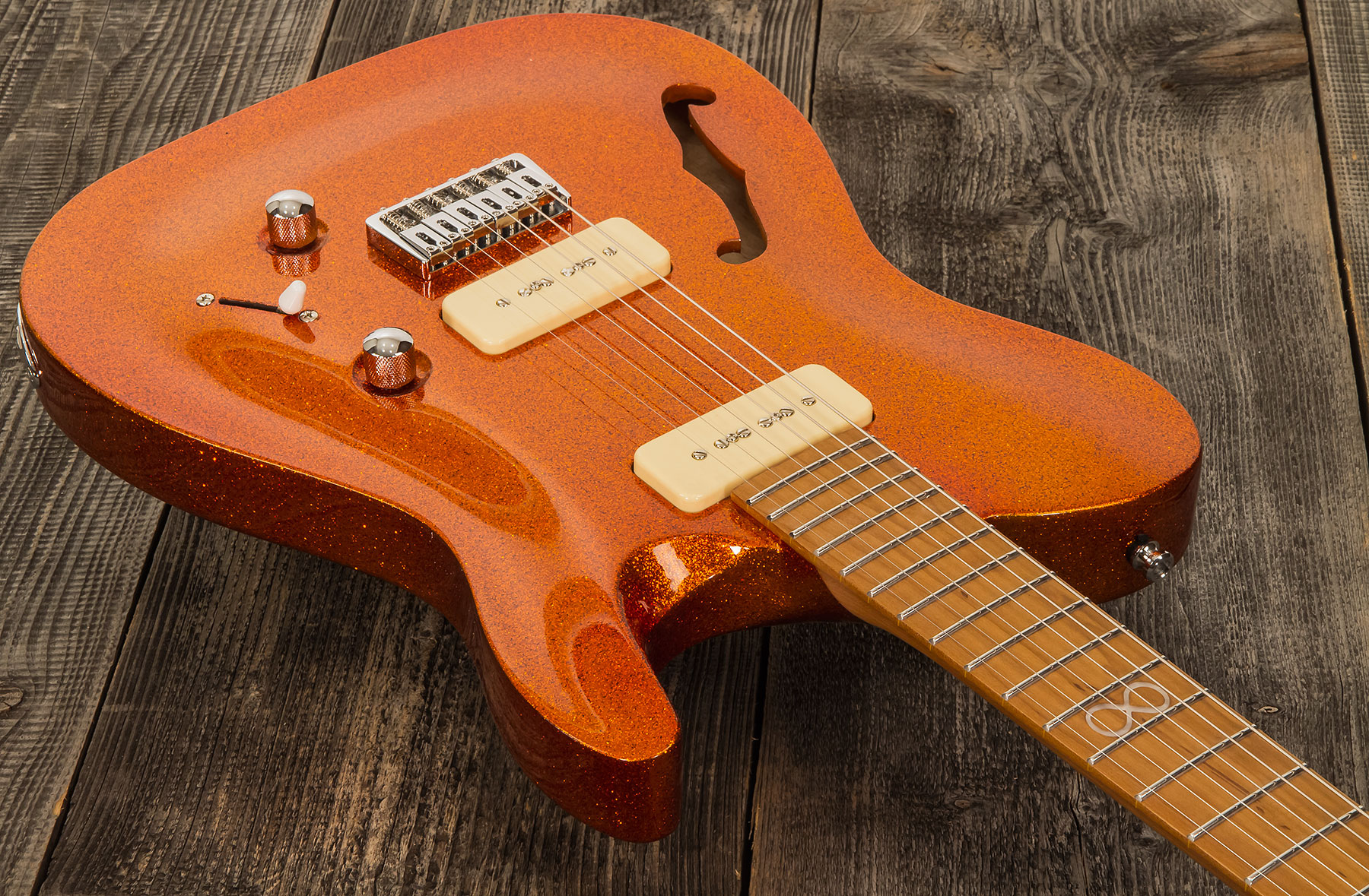 Chapman Guitars Ml3 Pro Traditional Semi-hollow 2p90 Seymour Duncan Ht Mn - Burnt Orange Sparkle - Televorm elektrische gitaar - Variation 1