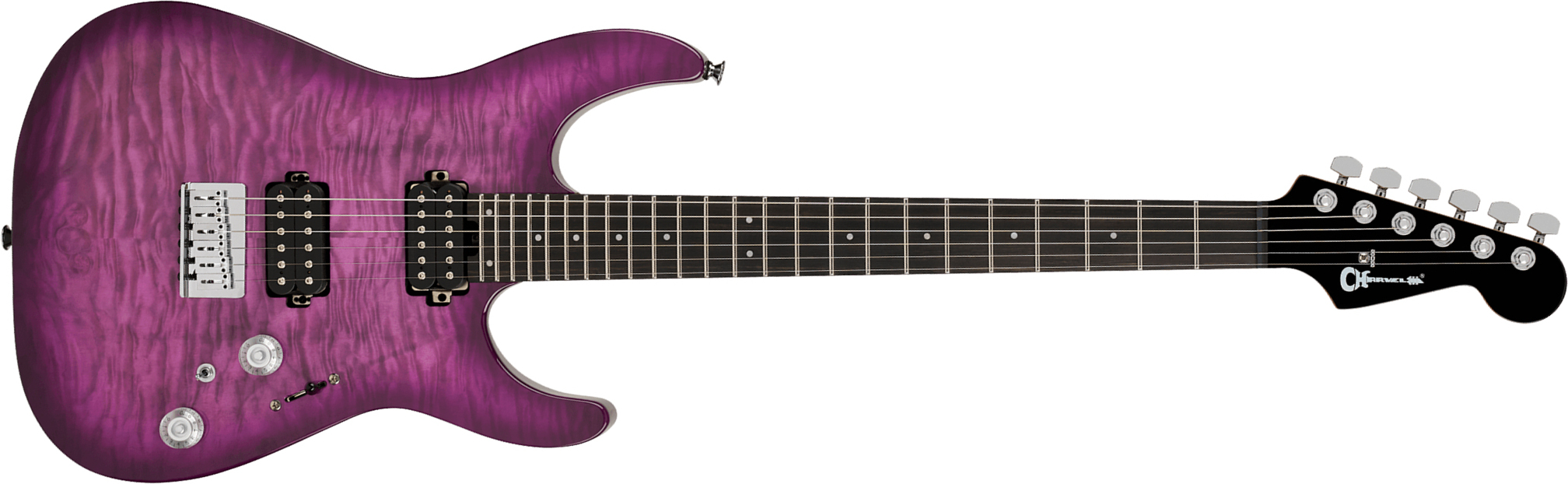 Charvel Dinky Dk24 Hh Ht Eb Qm Pro-mod Plus 2h Ht Eb - Violet Radiance - Elektrische gitaar in Strat vorm - Main picture