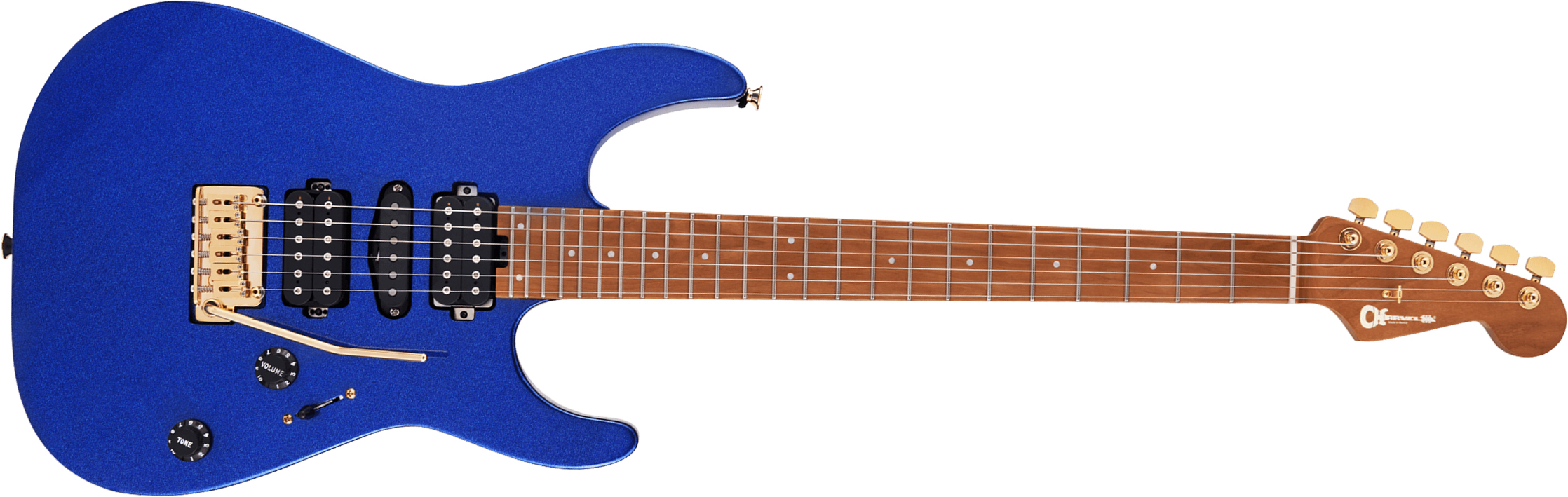 Charvel Dinky Dk24 Hsh 2pt Cm Pro-mod Seymour Duncan Trem Mn - Mystic Blue - Elektrische gitaar in Str-vorm - Main picture