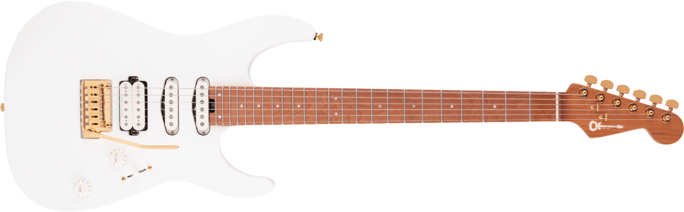 Charvel Dinky Dk24 Hss 2pt Cm Pro-mod Seymour Duncan Trem Mn - Snow White - Elektrische gitaar in Strat vorm - Main picture