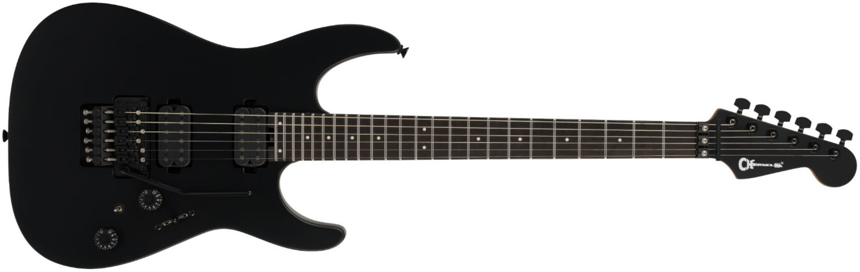 Charvel Dk24 Pro Mod Dinky Plus Hh Fr Eb - Satin Black - Elektrische gitaar in Strat vorm - Main picture