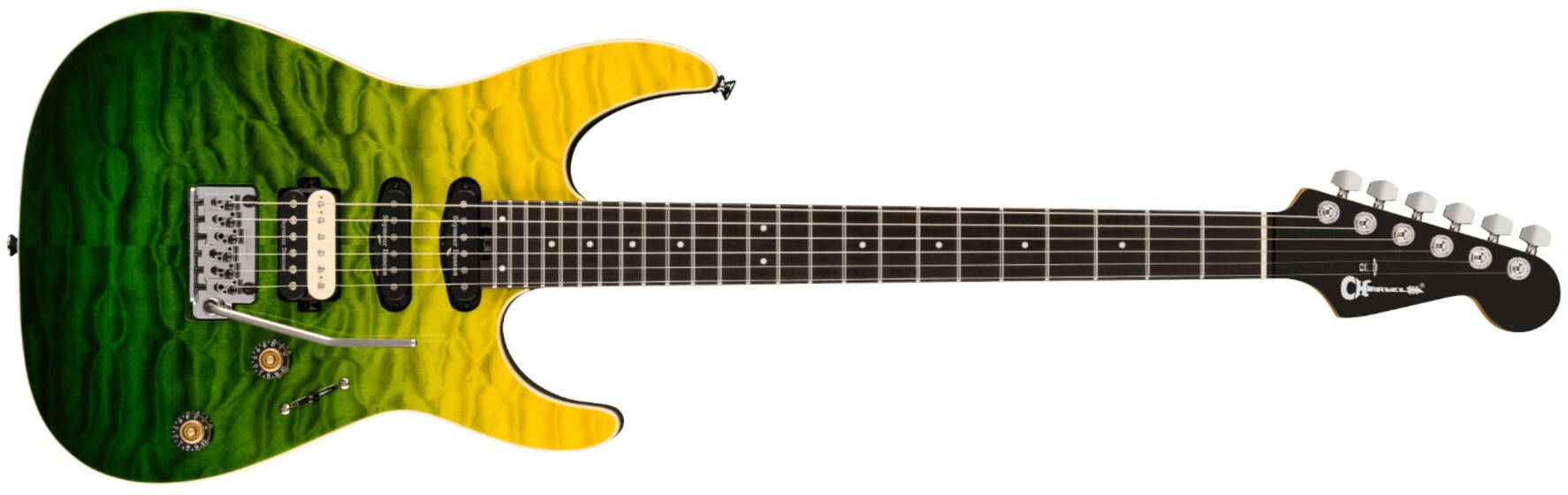 Charvel Dk24 Pro Mod Dinky Qm Plus Trem Hss Eb - Zombie Fade - Elektrische gitaar in Strat vorm - Main picture
