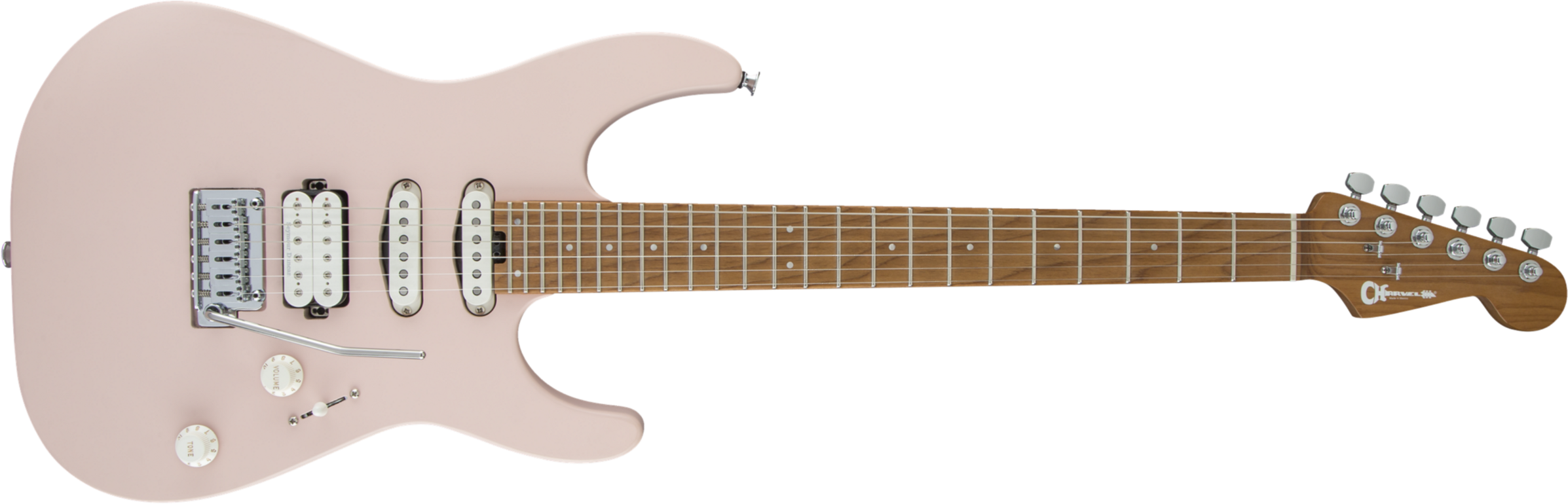 Charvel Pro-mod Dk24 Hss 2pt Cm Trem Mn - Satin Shell Pink - Elektrische gitaar in Str-vorm - Main picture