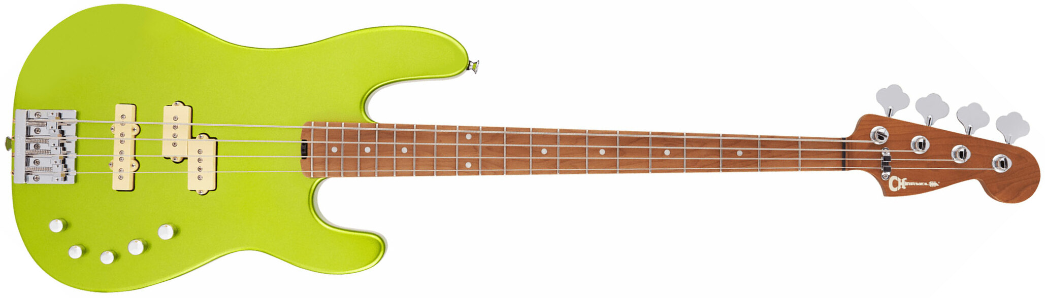 Charvel San Dimas Bass Pj Iv Pro-mod Mex 4c Active Mn - Lime Green Metallic - Solid body elektrische bas - Main picture