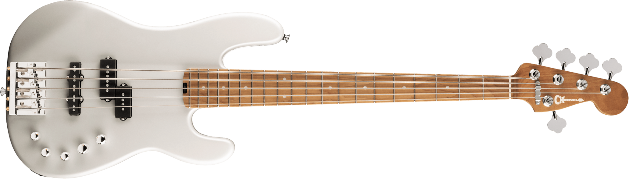 Charvel San Dimas Pj V Bass Pro-mod Mex 5c Active Dimarzio Mn - Platinum Pearl - Solid body elektrische bas - Main picture