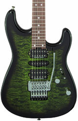 Elektrische gitaar in str-vorm Charvel MJ San Dimas Style 1 HSH FR PF QM (Japan) - Transparent green burst