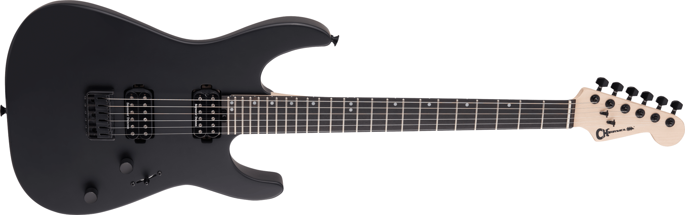 Charvel Dinky Dk24 Hh Ht E Pro-mod 2h Seymour Duncan Eb - Satin Black - Elektrische gitaar in Str-vorm - Variation 2