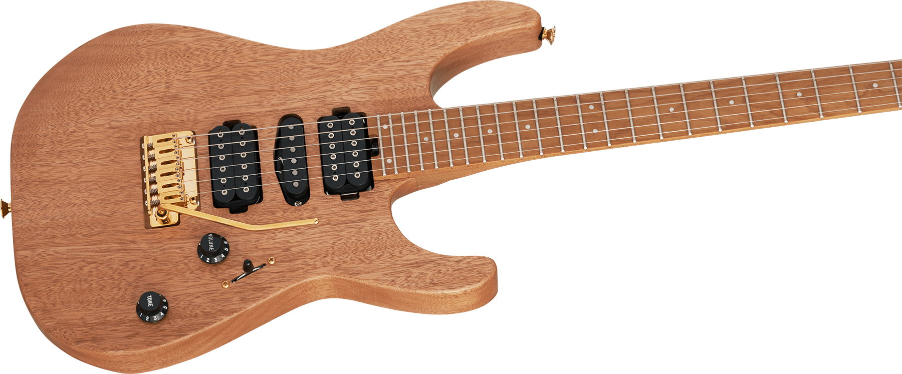 Charvel Dinky Dk24 Hsh 2pt Cm Mahogany Pro-mod Seymour Duncan Ht Mn - Natural - Elektrische gitaar in Str-vorm - Variation 2