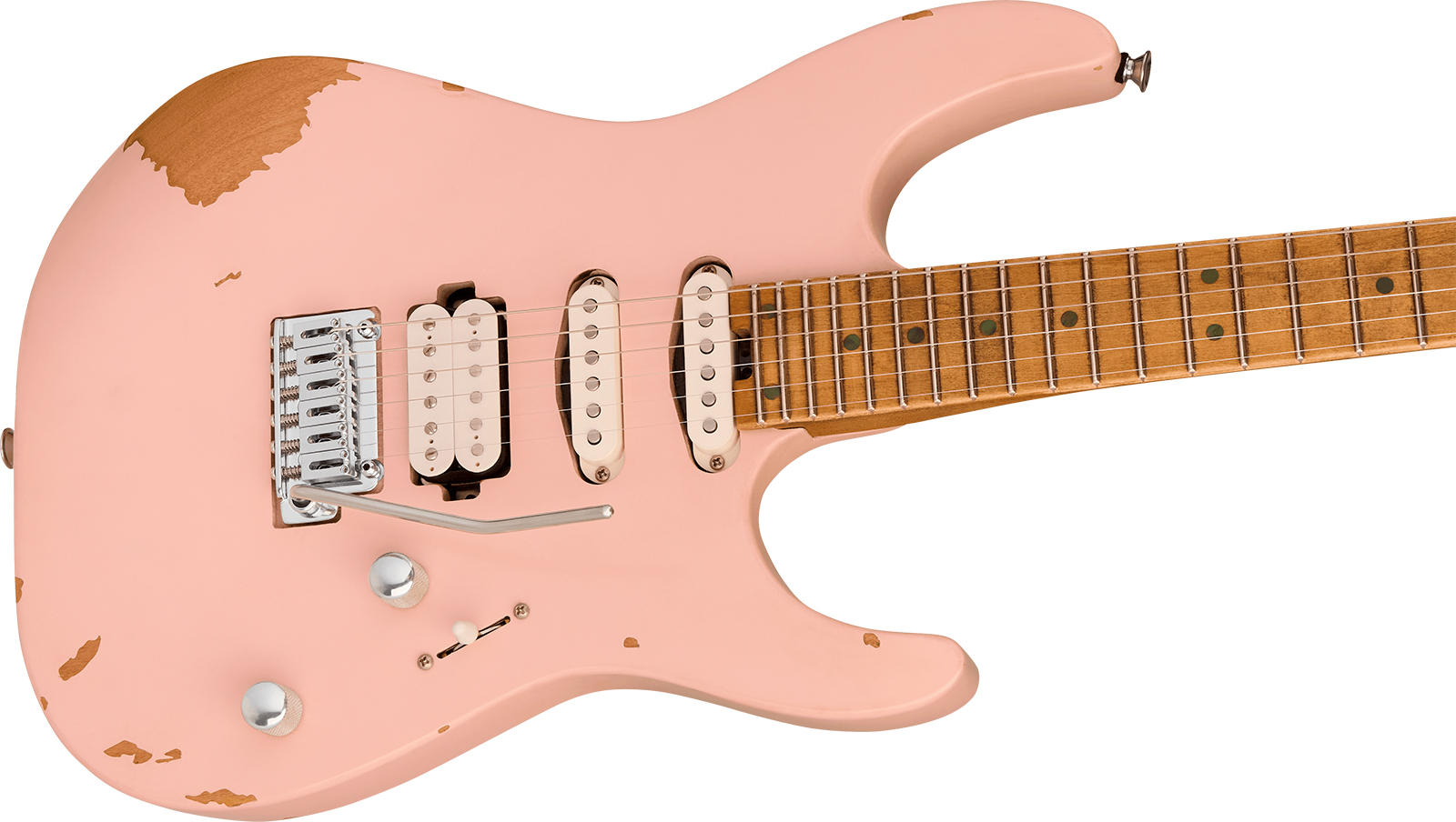 Charvel Rick Graham Dinky Dk24 2pt Cm Pro-mod Signature 2pt Hss Trem Mn - Worn Shell Pink - Elektrische gitaar in Strat vorm - Variation 2
