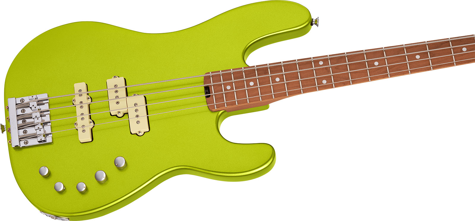 Charvel San Dimas Bass Pj Iv Pro-mod Mex 4c Active Mn - Lime Green Metallic - Solid body elektrische bas - Variation 2
