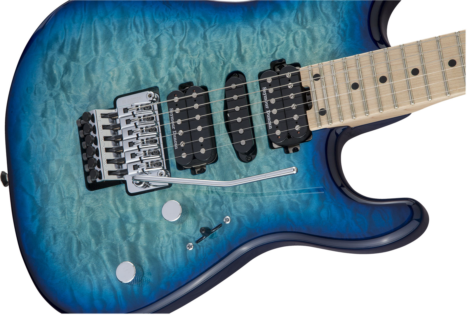 Charvel San Dimas Style 1 Hsh Qm Mj Jap Hsh Seymour Duncan Fr Mn - Caribbean Burst - Elektrische gitaar in Str-vorm - Variation 2