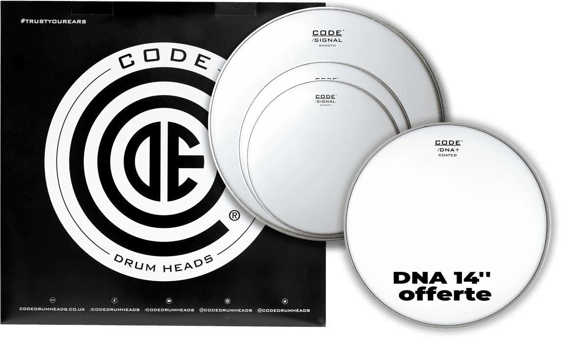 Vellen set Code drumheads Pack Smooth Rock + DNA 14 Offerte