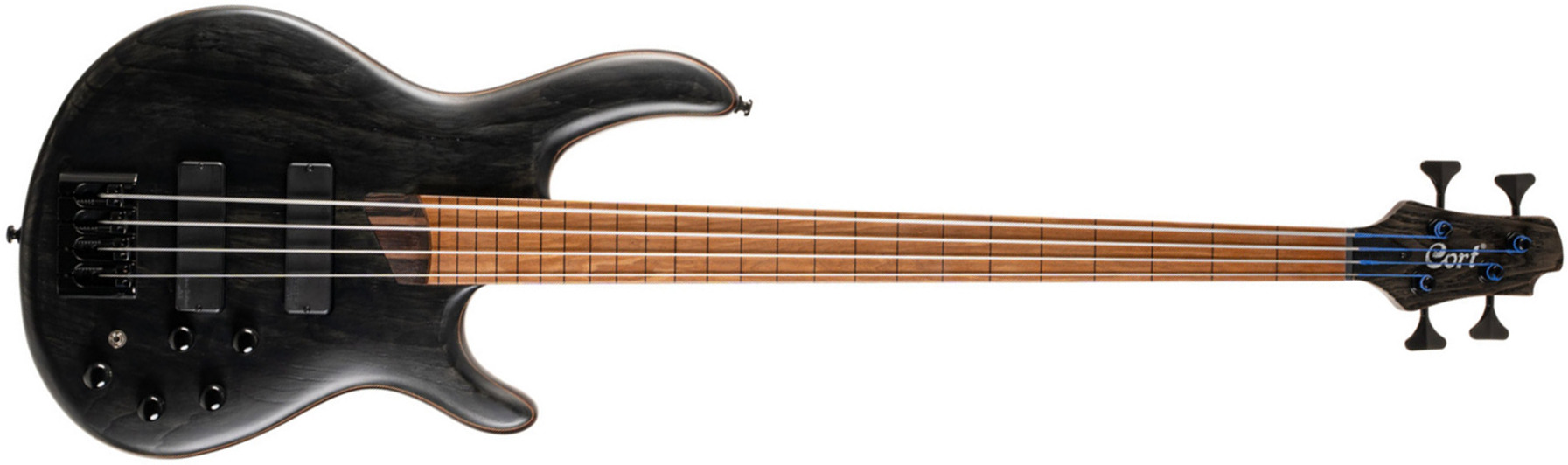 Cort B4 Element Active Bartolini Fretless Mn - Black - Solid body elektrische bas - Main picture