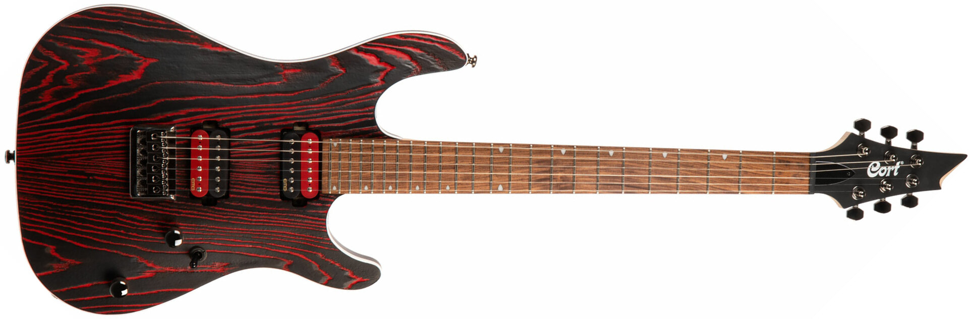 Cort Kx300 Ebr Hh Emg Ht Jat - Etched Black Red - Elektrische gitaar in Str-vorm - Main picture