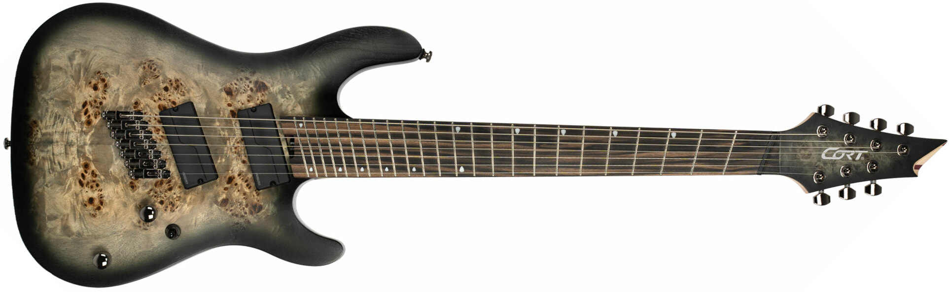 Cort Kx507 Multiscale 7c 2h Fishman Fluence Ht Eb - Star Dust Black - Multi-scale gitaar - Main picture