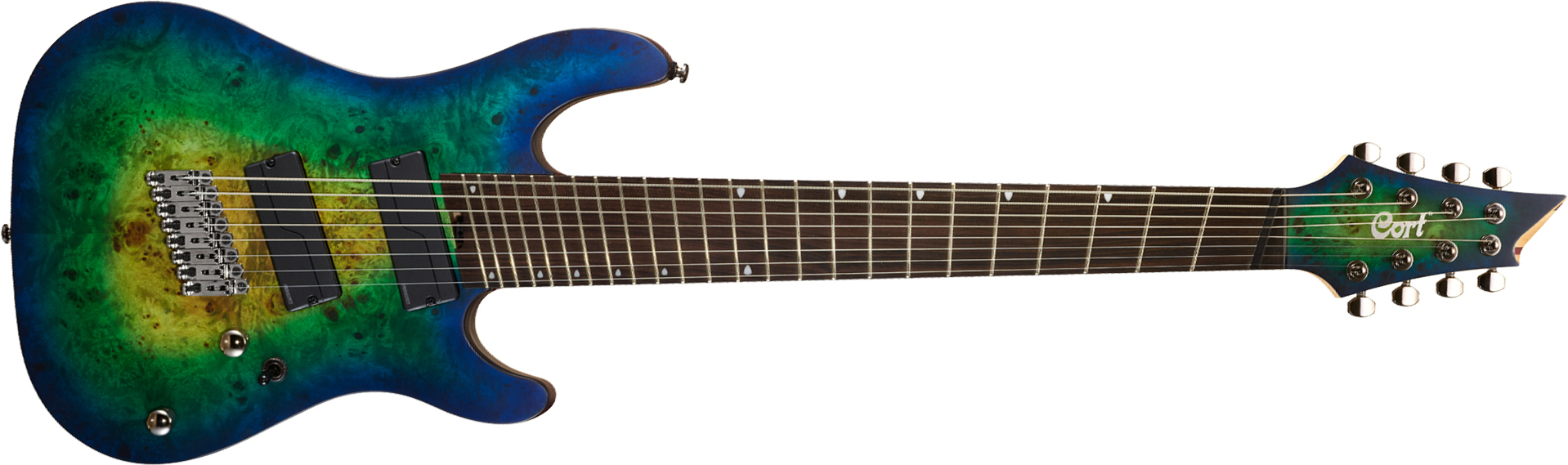Cort Kx508ms 8c Multi Diapason Baryton Hh Fishman Fluence Eb - Mariana Blue Burst - 8 en 9 snarige elektrische gitaar - Main picture