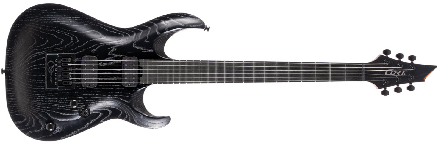 Cort Kx700 Evertune 2h Seymour Duncan Ht Eb - Open Pore Black - Metalen elektrische gitaar - Main picture
