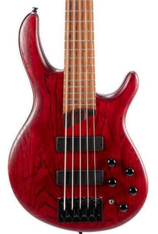 Solid body elektrische bas Cort Artisan B5 Element - Open Pore Burgundy Red