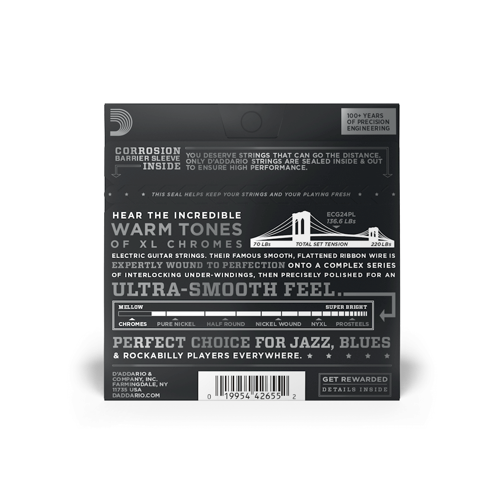 D'addario Jeu De 6 Cordes 11-50 Jazz Light, Plain Third, Xl Chromes Electric Guitar Strings - Elektrische gitaarsnaren - Variation 6
