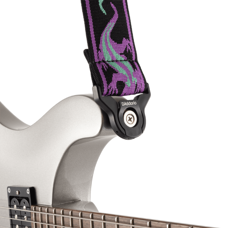 D'addario 50balpw01 Auto Lock Vintage Planet Waves, Lizards Green/purple - Gitaarriem - Variation 1