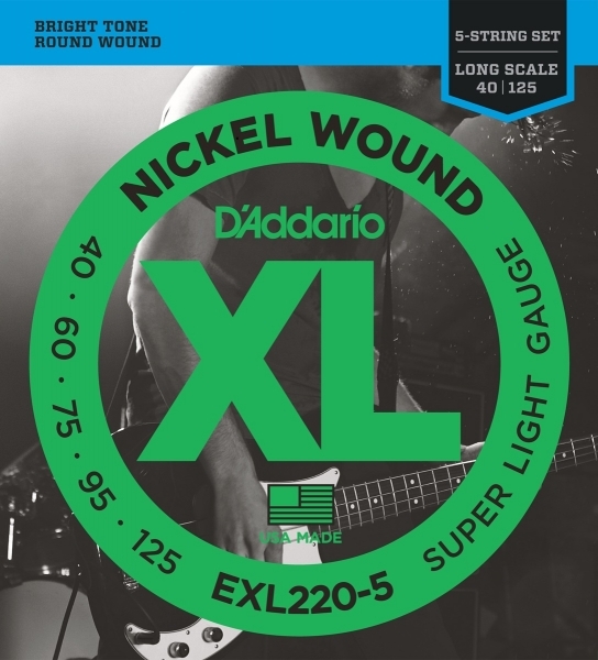 D'addario Jeu De 5 Cordes Basse Elec. 5c Nickelwound Long Scale 040.125 Exl220.5 - Elektrische bassnaren - Main picture