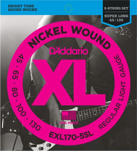 D'addario Jeu De 5 Cordes Basse Elec. 5c Nickelwound Superlong Scale 045.130 Exl1705sl - Elektrische bassnaren - Main picture