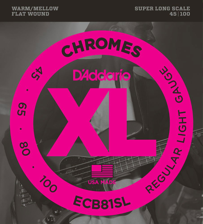 D'addario Ecb81sl Chromes Flat Wound Electric Bass Super Long Scale 4c 45-100 - Elektrische bassnaren - Main picture
