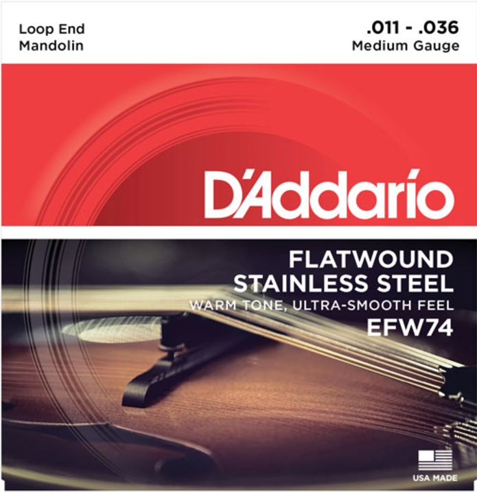 D'addario Efw74 Mandolin Strings Flatwound Stainless Steel Medium 11-36 - Mandolinesnaren - Main picture