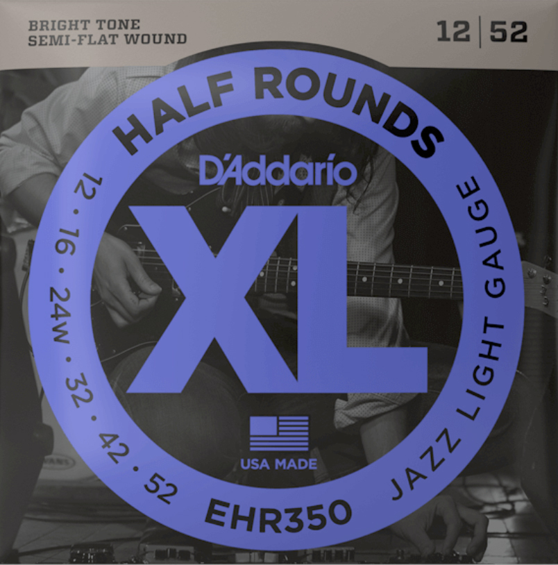 D'addario Ehr350 Half Round Jazz Light Electric Guitar 12-52 - Elektrische gitaarsnaren - Main picture