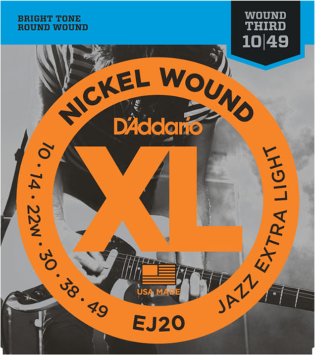 D'addario Jeu De 6 Cordes Ej20 Nickel Wound Jazz Extra Light 10-49 - Elektrische gitaarsnaren - Main picture