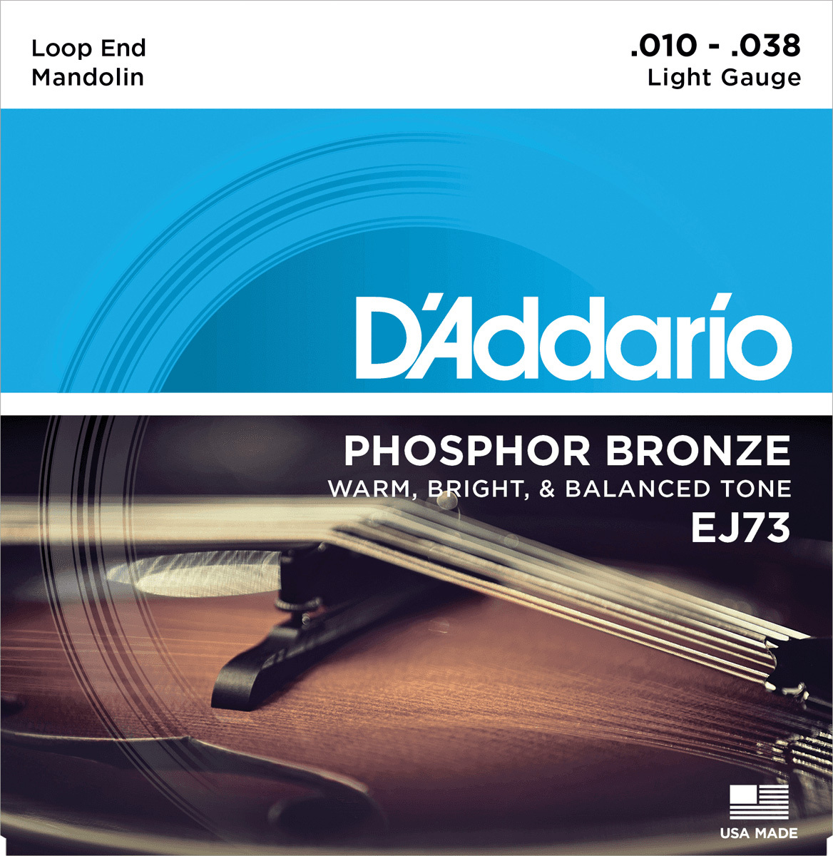 D'addario Ej73 Mandolin Strings Phosphor Bronze Light 10-38 - Mandolinesnaren - Main picture