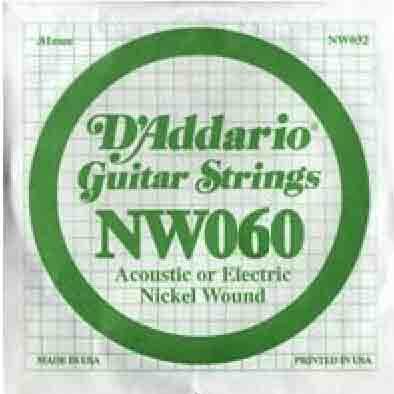 D'addario Electric (1) Nw060 Single Xl Nickel Wound 060 - Elektrische gitaarsnaren - Main picture