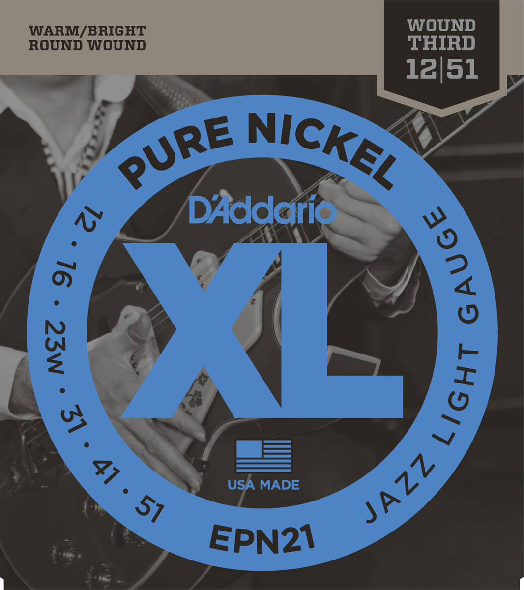 D'addario Jeu De 6 Cordes Epn21 Xl Pure Nickel - Jazz Light - 012-051 - Elektrische gitaarsnaren - Main picture