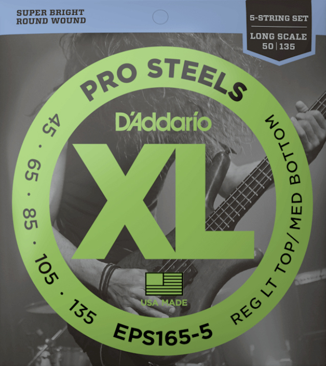 D'addario Eps165-5 Prosteels Round Wound Electric Bass Long Scale 5c 45-135 - Elektrische bassnaren - Main picture