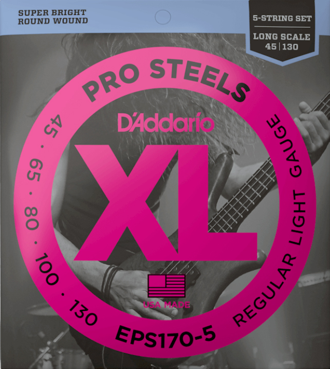 D'addario Eps170-5 Prosteels Round Wound Electric Bass Long Scale 5c 45-130 - Elektrische bassnaren - Main picture