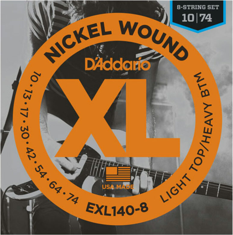 D'addario Jeu De 8 Cordes Exl140-8 Nickel Round Wound 8-string Lthb 10-74 - Elektrische gitaarsnaren - Main picture