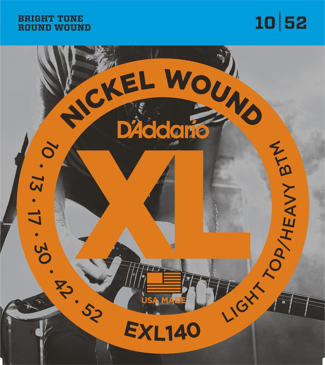 D'addario Jeu De 6 Cordes Exl140 Nickel Round Wound Light Top Heavy Bottom 10-52 - Elektrische gitaarsnaren - Main picture